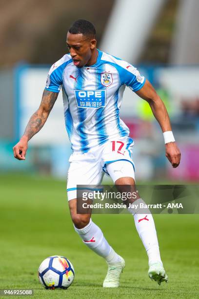 Rajiv Van La Parra of Huddersfield Town during the Premier League match between Huddersfield Town and Watford at John Smith's Stadium on April 14,...
