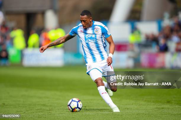 Rajiv Van La Parra of Huddersfield Town during the Premier League match between Huddersfield Town and Watford at John Smith's Stadium on April 14,...