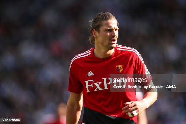 Sebastian Prodl of Watford during the Premier League match between Huddersfield Town and Watford at John Smith's Stadium on April 14, 2018 in...