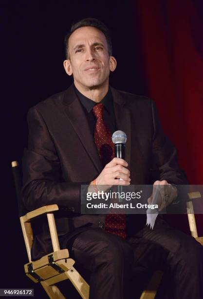 Moderator Tony Timpone on stage promoting 'Bad Samaritan' on Day 2 of Monsterpalooza Held at Pasadena Convention Center on April 15, 2018 in...