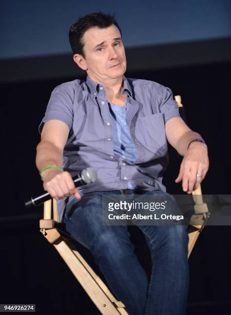 Writer Brandon Boyce on stage promoting 'Bad Samaritan' on Day 2 of Monsterpalooza Held at Pasadena Convention Center on April 15, 2018 in Pasadena,...
