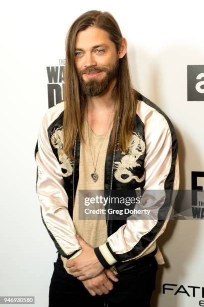 Tom Payne attends the "The Walking Dead" & "Fear The Walking Dead" Celebrate Survival Sunday on April 15, 2018 in Century City, California.