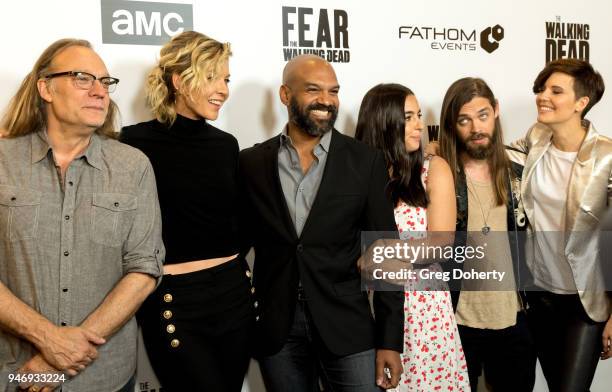 Greg Nicotero, Jenna Elfman, Khary Payton, Alanna Masterson, Tom Payne and Maggie Grace attend the "The Walking Dead" & "Fear The Walking Dead"...