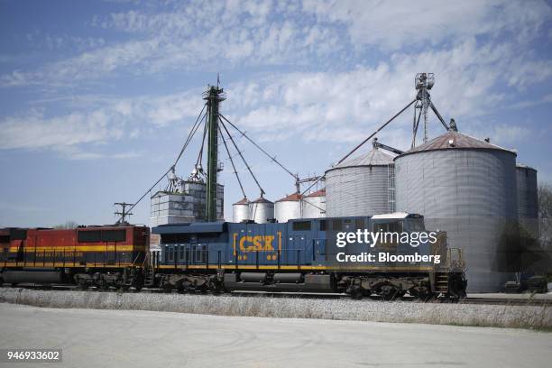 Transportation Inc. Freight locomotive pulls a train through Bowling Green, Kentucky, U.S., on Friday, April 13, 2018. CSX Corp. Is scheduled to...