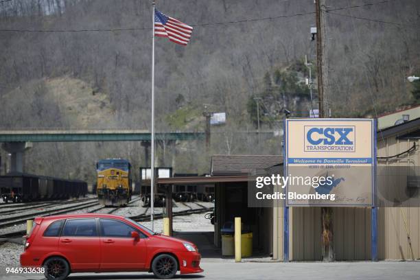 Car sits parked outside the CSX Transportation Inc. Train terminal building in Danville, West Virginia, U.S., on Saturday, April 14, 2018. CSX Corp....