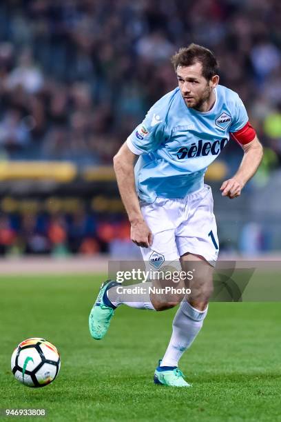 Senad Lulic of Lazio during the Serie A match between Lazio and Roma at Olympic Stadium, Roma, Italy on 15 April 2018.