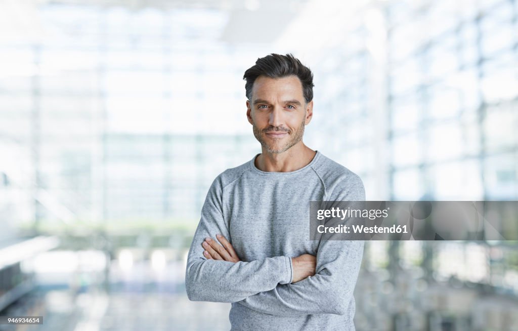 Portrait of content mature man with stubble