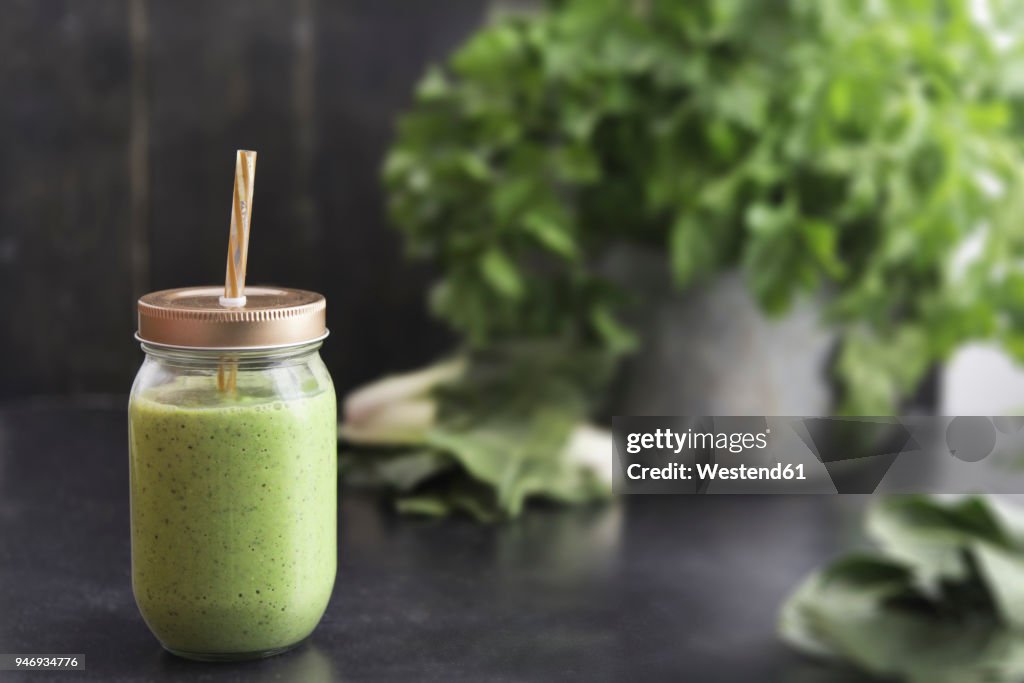 Glass of vegetable smoothie