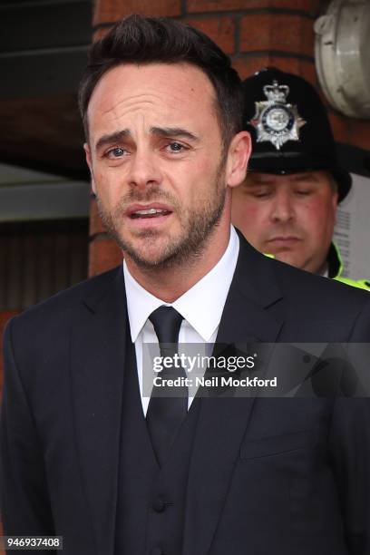 Ant McPartlin at Wimbledon Magistrates Court on April 16, 2018 in London, England. Anthony McPartlin, one half of the television presenting duo Ant...