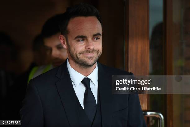 Ant McPartlin leaves Wimbledon Magistrates Court on April 16, 2018 in London, England. Anthony McPartlin, one half of the television presenting duo...