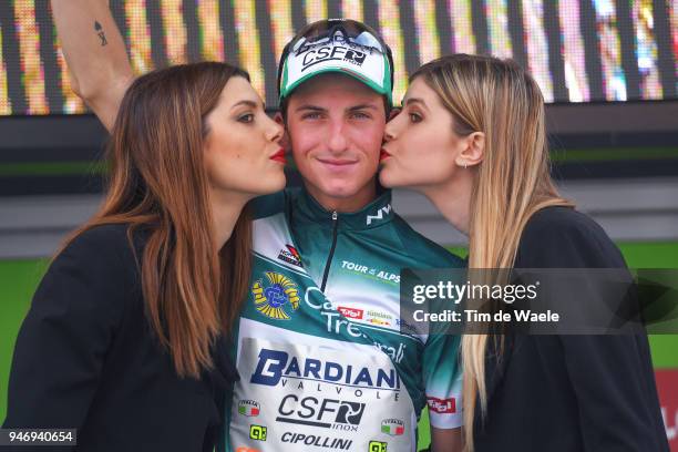 Podium / Pello Bilbao of Italy and Team Bardiani - CSF green mountain jersey / Celebration / during the 42nd Tour of the Alps 2018, Stage 1 a 134,6km...