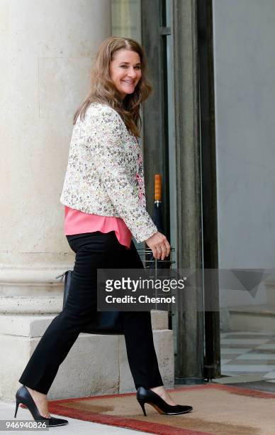 Co-chairman and co-founder of the The Bill and Melinda Gates Foundation, Melinda Gates arrives at the Elysee Palace for a meeting with French...