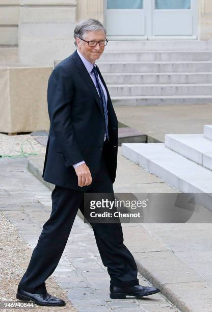 Co-chairman and co-founder of the The Bill and Melinda Gates Foundation, Bill Gates arrives at the Elysee Palace for a meeting with French president...