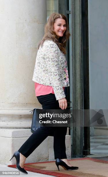 Co-chairman and co-founder of the The Bill and Melinda Gates Foundation, Melinda Gates arrives at the Elysee Palace for a meeting with French...