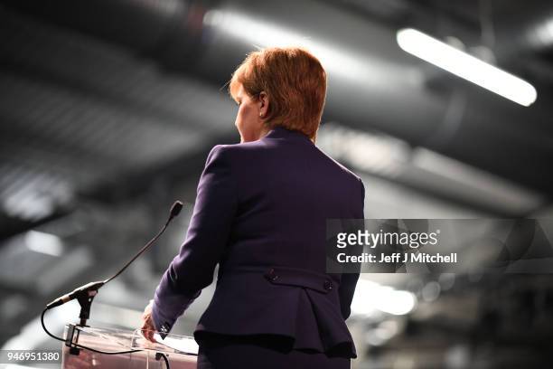 Nicola Sturgeon addresses the Scottish Trade Union Congress on March 16, 2018 in Aviemore, Scotland. Trade Unionists are gathering for the STUC 121st...