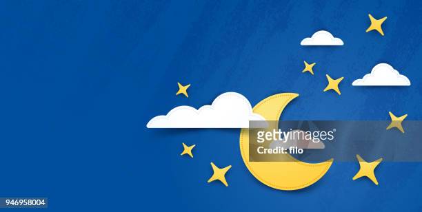 moon and stars night background - cute stock illustrations