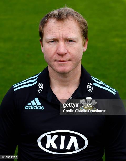 Gareth Batty of Surry CCC poses for a head shot during the Surrey CCC Photocall at The Kia Oval on April 16, 2018 in London, England.