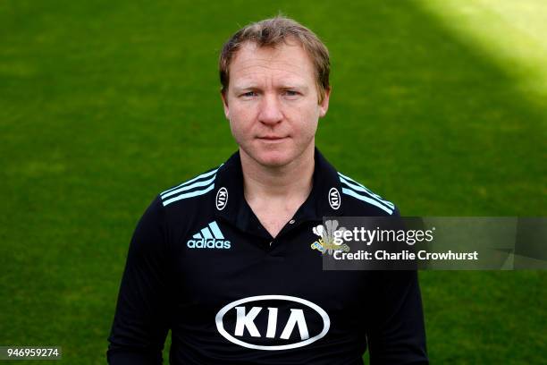 Gareth Batty of Surry CCC poses for a head shot during the Surrey CCC Photocall at The Kia Oval on April 16, 2018 in London, England.