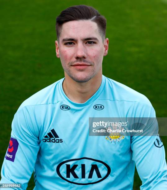 Rory Burns of Surry CCC poses for a head shot during the Surrey CCC Photocall at The Kia Oval on April 16, 2018 in London, England.