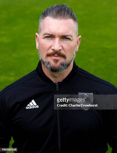 Darren Veness head of strength and conditioning at Surrey CCC poses for a head shot during the Surrey CCC Photocall at The Kia Oval on April 16, 2018...