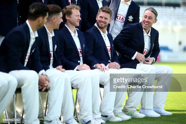Rikki Clarke shares a joke during the Surrey CCC Photocall at The Kia Oval on April 16, 2018 in London, England.