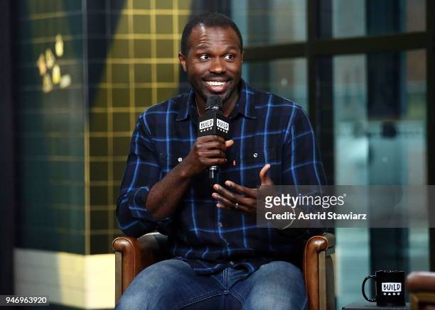 Actor Joshua Henry discusses the Broadway revival of Carousel at Build Studio on April 16, 2018 in New York City.