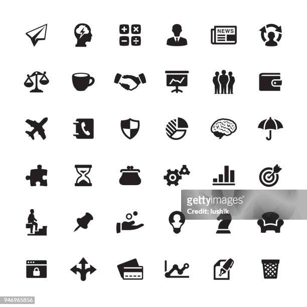 business finance - icon set - audience targeting stock illustrations