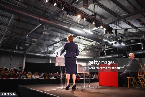 Nicola Sturgeon addresses the Scottish Trade Union Congress on March 16, 2018 in Aviemore, Scotland. Trade Unionists are gathering for the STUC 121st...