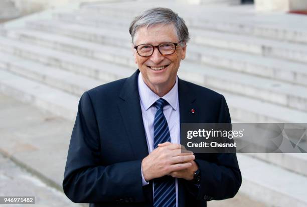 Co-chairman and co-founder of the The Bill and Melinda Gates Foundation, Bill Gates speaks to the media after his meeting with French president...