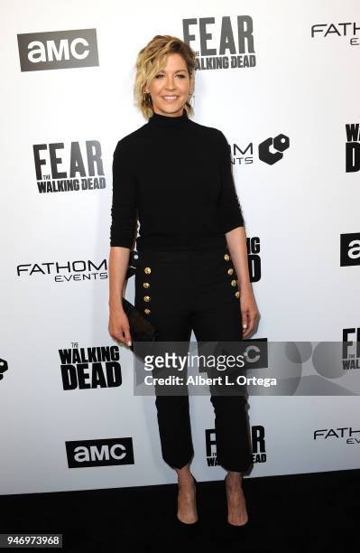 Actress Jenna Elfman arrives for the Fathom Events And AMC's "Survival Sunday: The Walking Dead And Fear The Walking Dead" held at AMC Century City...