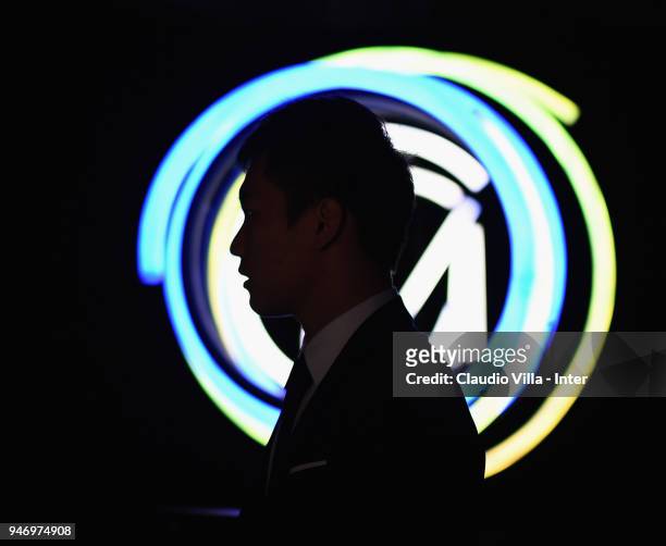 Internazionale Milano board member Steven Zhang Kangyang speaks with the media during the unveiling of FC Internazionale 'Innovative Passion' Concept...