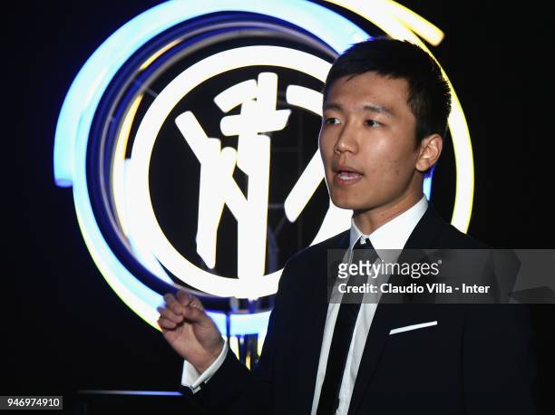 Internazionale Milano board member Steven Zhang Kangyang speaks with the media during the unveiling of FC Internazionale 'Innovative Passion' Concept...