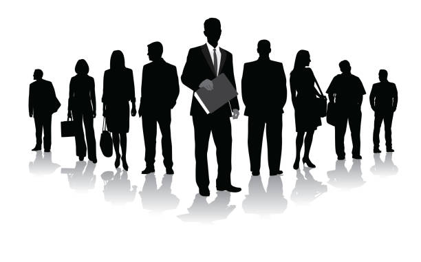 business leader - employee silhouette stock illustrations