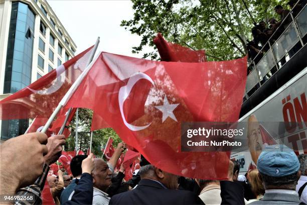 Man waves a Turkish flag during a demonstration staged by Turkey's main opposition Republican People's Party , protesting the state of emergency on...
