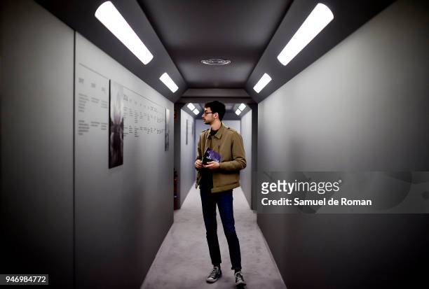 Visitor attends the 'Time Capsule' by Louis Vuitton Exhibition on April 16, 2018 in Madrid, Spain.