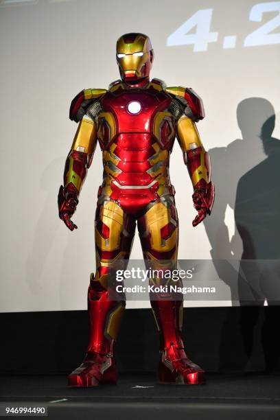 Iron Man attends the fan event for 'Avengers Infinity War' Tokyo premiere at the TOHO Cinemas Hibiya on April 16, 2018 in Tokyo, Japan.