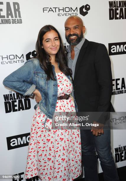 Actress Alana Masterson and actor Khary Payton arrive for the Fathom Events And AMC's "Survival Sunday: The Walking Dead And Fear The Walking Dead"...