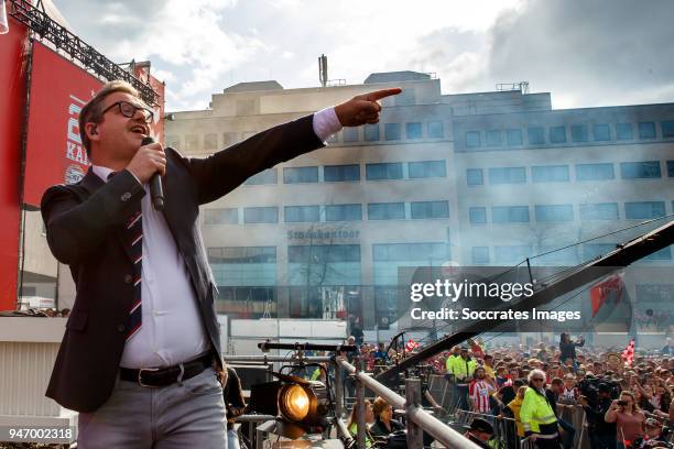 Guus Meeuwis during the PSV Championship celebration at the City hall on April 16, 2018 in Eindhoven Netherlands