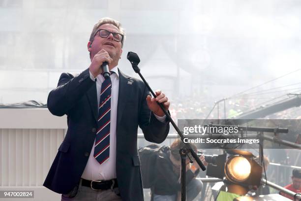 Guus Meeuwis during the PSV Championship celebration at the City hall on April 16, 2018 in Eindhoven Netherlands