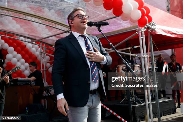 Guus Meeuwis during the PSV Championship celebration at the City hall on April 16, 2018 in Eindhoven Netherlands