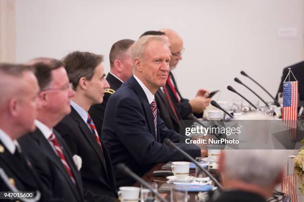 Governor of Illinois Bruce Rauner during the meeting with President of Poland Andrzej Duda at Presidential Palace in Warsaw, Poland on 16 April 2018