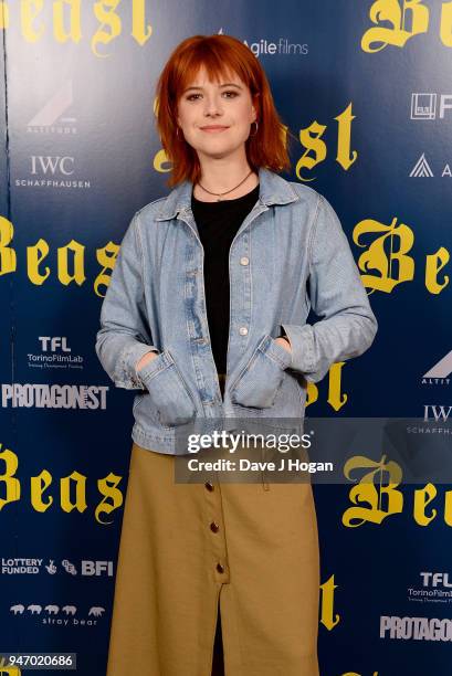 Jessie Buckley attends a special preview screening of 'Beast' at Ham Yard Hotel on April 16, 2018 in London, England.