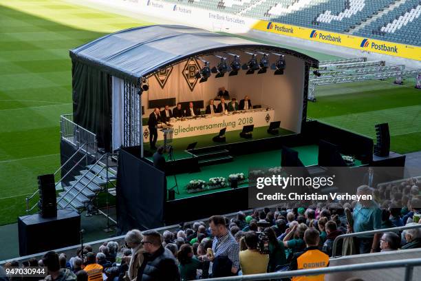 General view during the Annual Meeting of Borussia Moenchengladbach at Borussia-Park on April 16, 2018 in Moenchengladbach, Germany.