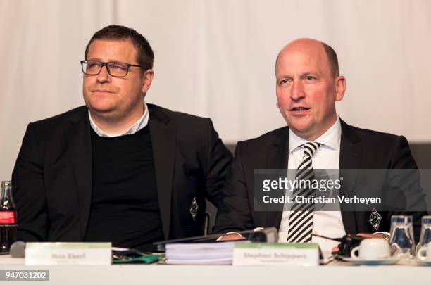Director of Sport Max Eberl and Managing director Stephan A. C. Schippers of Borussia Moenchengladbach during the Annual Meeting of Borussia...