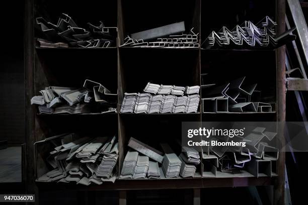 Sheet metal is stacked at the Metal Manufacturing Co. Facility in Sacramento, California, U.S., on Thursday, April 12, 2018. The Federal Reserve is...