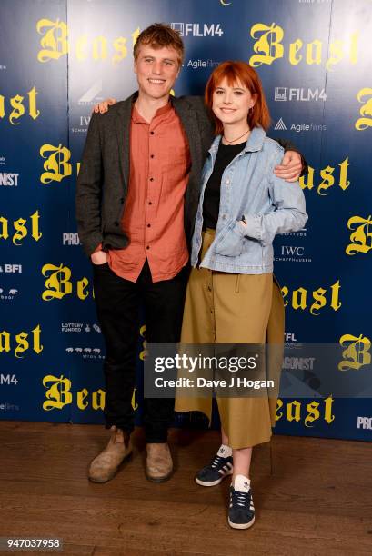 Johnny Flynn and Jessie Buckley attend a special preview screening of 'Beast' at Ham Yard Hotel on April 16, 2018 in London, England.