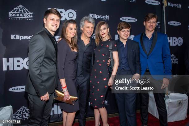 Inductee Jon Bon Jovi and family attend the 33rd Annual Rock & Roll Hall of Fame Induction Ceremony at Public Auditorium on April 14, 2018 in...