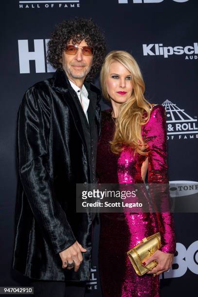 Howard Stern and Beth Ostrosky Stern attend the 33rd Annual Rock & Roll Hall of Fame Induction Ceremony at Public Auditorium on April 14, 2018 in...