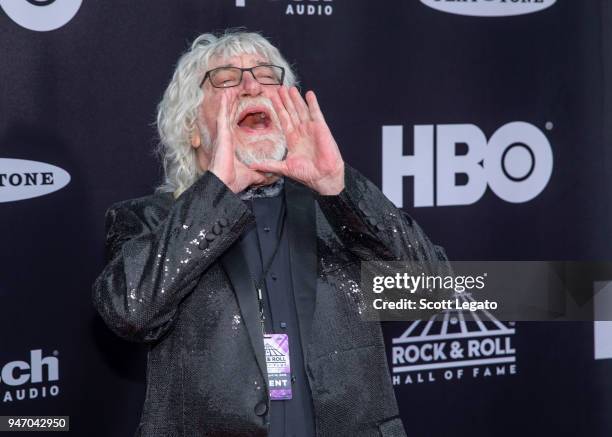 Inductee Graeme Edge of The Moody Blues attends the 33rd Annual Rock & Roll Hall of Fame Induction Ceremony at Public Auditorium on April 14, 2018 in...