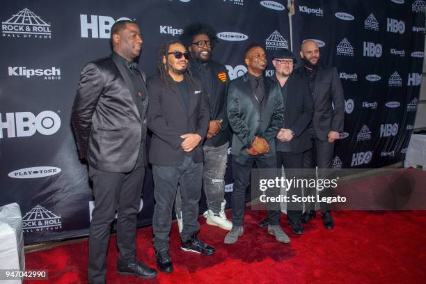 Musicians of The Roots attend the 33rd Annual Rock & Roll Hall of Fame Induction Ceremony at Public Auditorium on April 14, 2018 in Cleveland, Ohio.